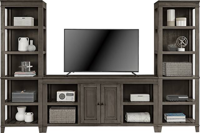 Darby Brook Dark Gray 3 Pc Wall Unit with 66 in. Console - Thumbnail - Image 2