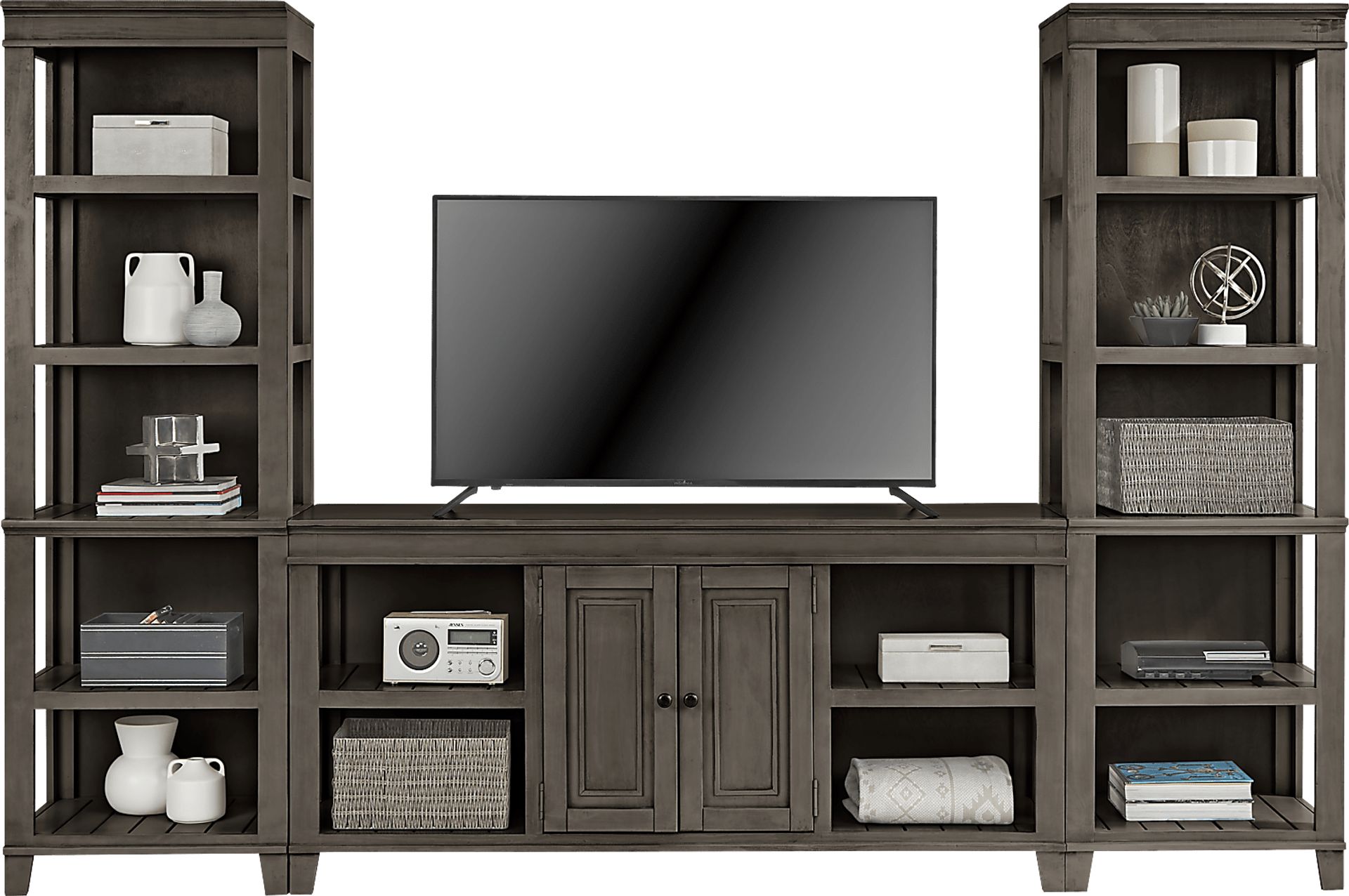 Darby Brook Dark Gray 3 Pc Wall Unit with 66 in. Console - Image 2