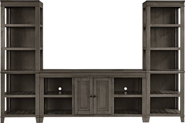 Darby Brook Dark Gray 3 Pc Wall Unit with 66 in. Console - Thumbnail - Image 1