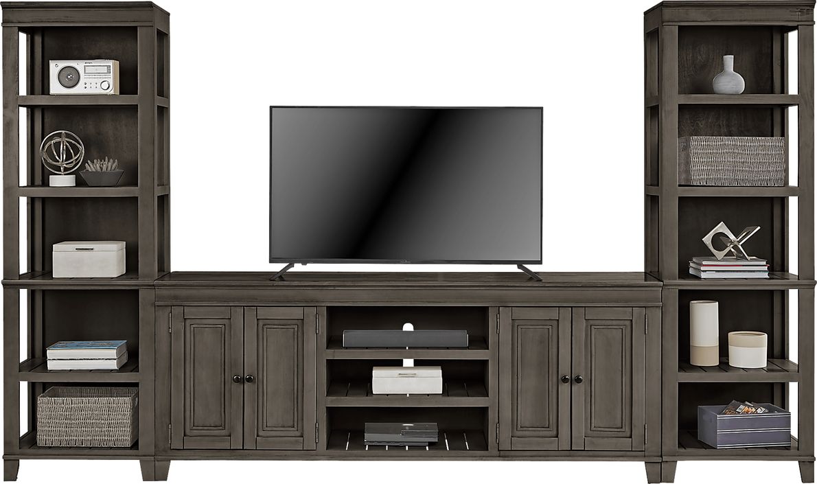 Darby Brook Dark Gray 3 Pc Wall Unit with 80 in. Console