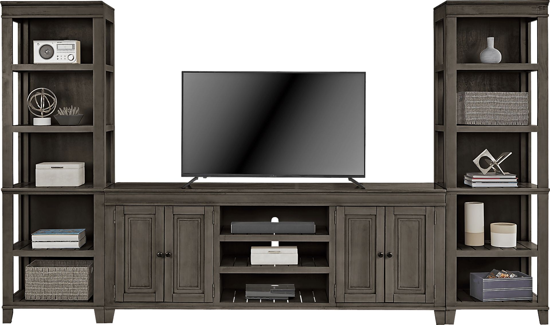 Darby Brook Dark Gray 3 Pc Wall Unit with 80 in. Console - Image 2