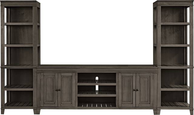 Darby Brook Dark Gray 3 Pc Wall Unit with 80 in. Console - Thumbnail - Image 1