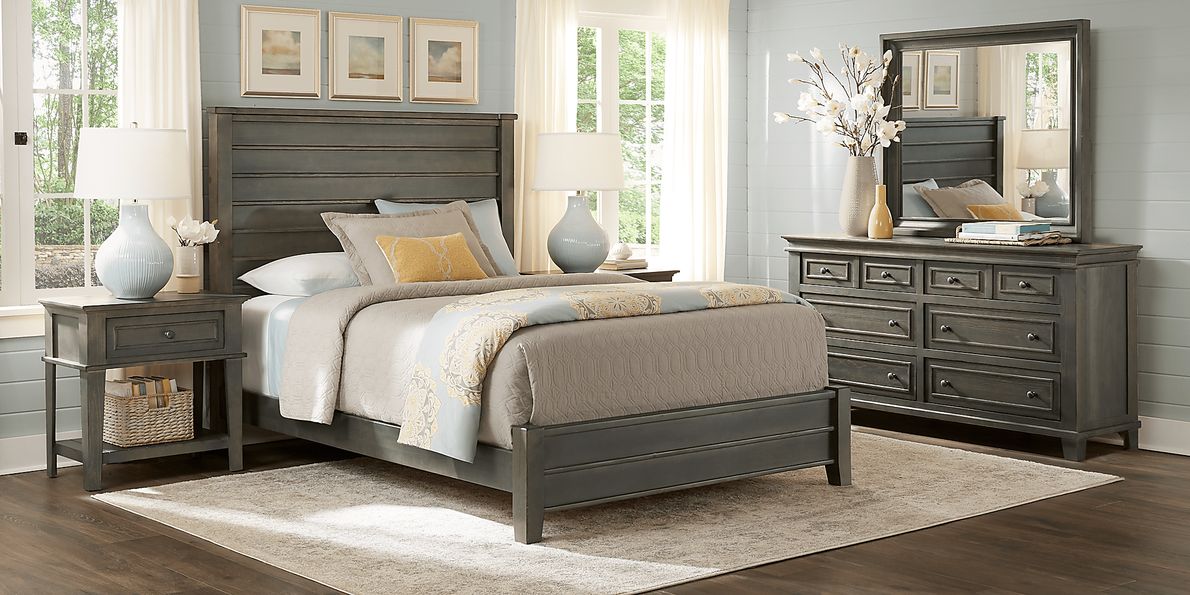 Darby Brook 5 Pc Dark Gray King Bedroom Set With Mirror, 3 Pc King Bed ...