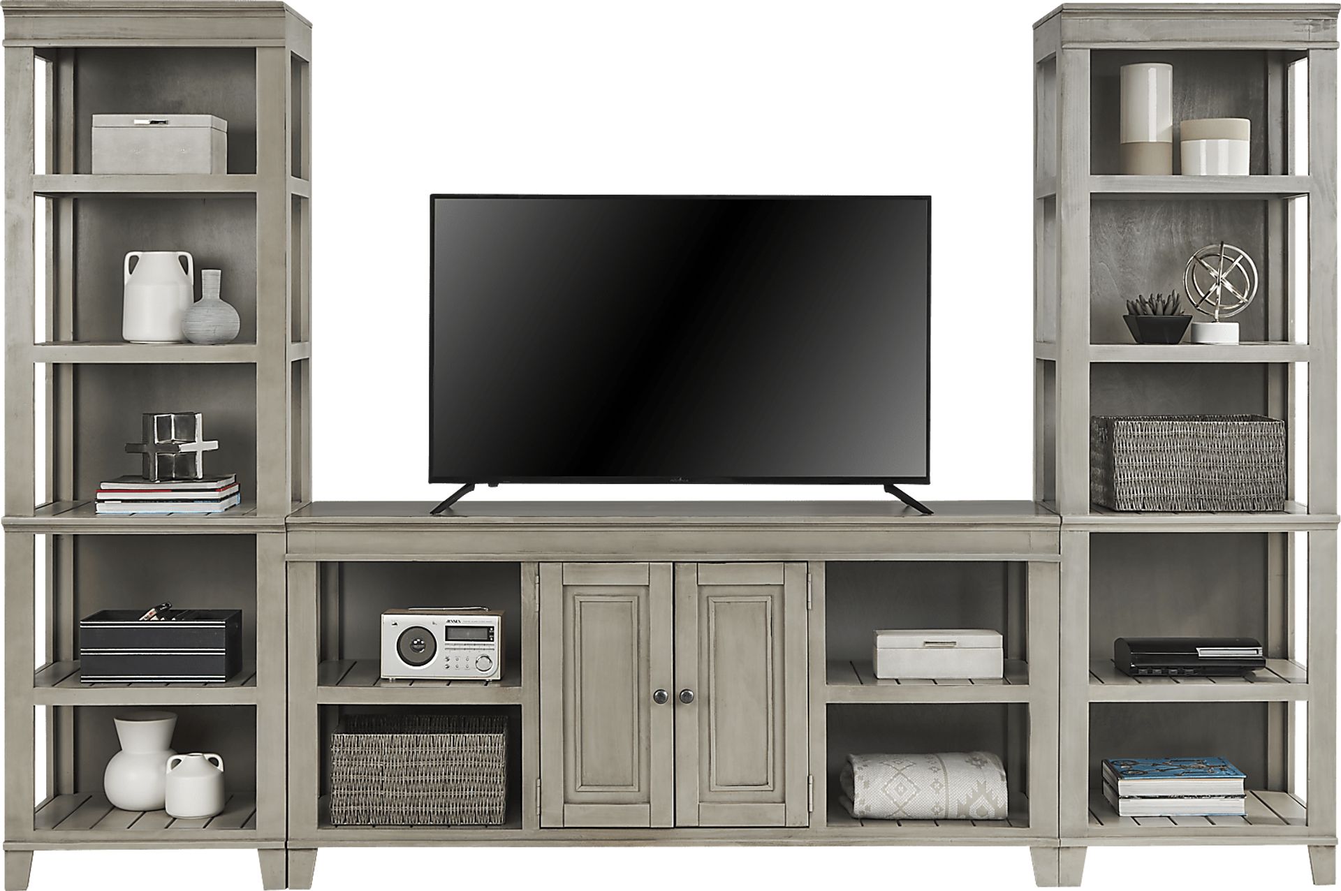 Darby Brook Light Gray 3 Pc Wall Unit with 66 in. Console - Image 2