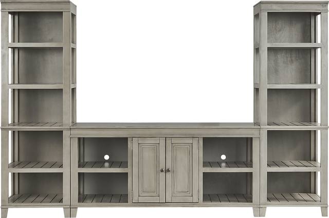 Darby Brook Light Gray 3 Pc Wall Unit with 66 in. Console - Thumbnail - Image 1