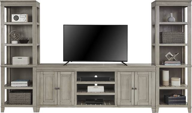 Darby Brook Light Gray 3 Pc Wall Unit with 80 in. Console - Thumbnail - Image 2