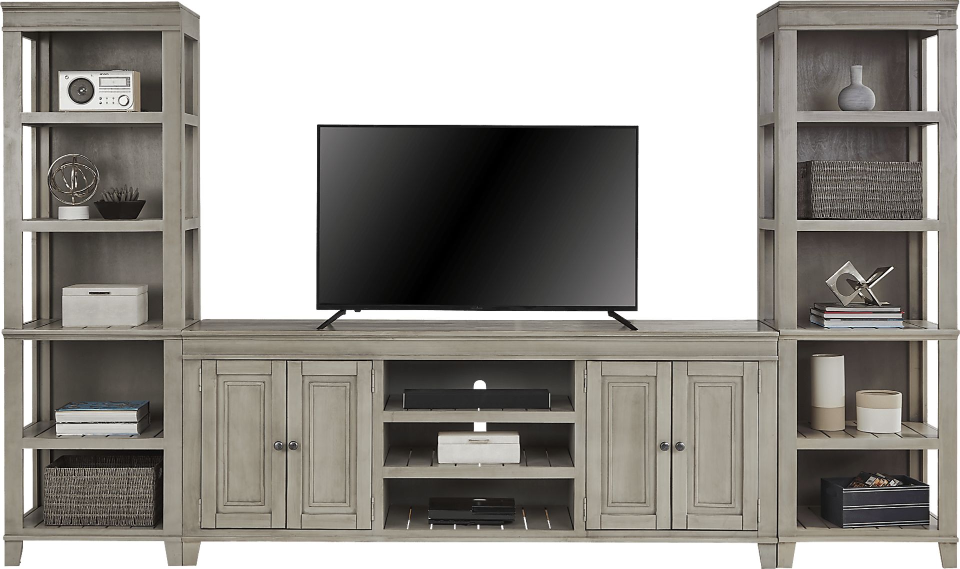 Darby Brook Light Gray 3 Pc Wall Unit with 80 in. Console - Image 2