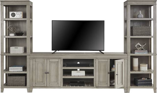 Darby Brook Light Gray 3 Pc Wall Unit with 80 in. Console - Thumbnail - Image 3