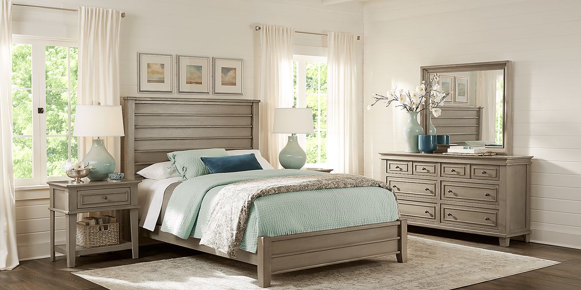 Darby Brook 5 Pc Light Gray Queen Bedroom Set With Dresser, Mirror, 3 ...