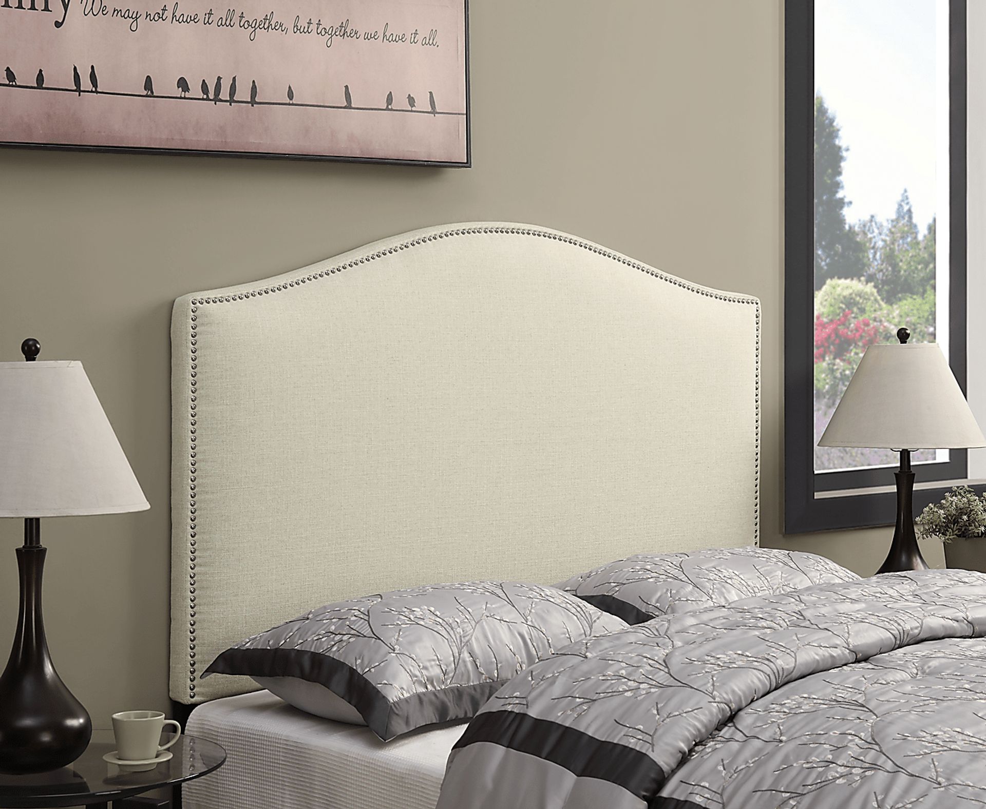 Dariana Beige Full/Queen Upholstered Headboard - Image 4