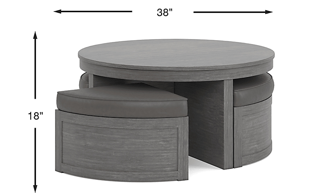 Darien Gray Cocktail Table with Storage Ottomans