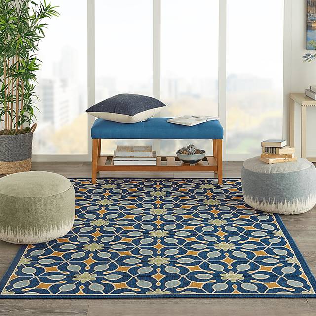 Darion Navy 5' x 5' Indoor/Outdoor Rug - Thumbnail - Image 13