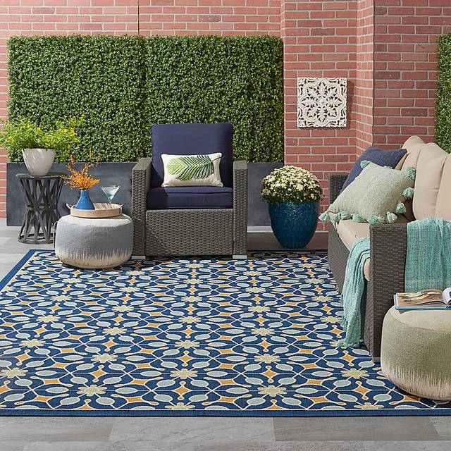 Darion Navy 8' x 11' Indoor/Outdoor Rug - Thumbnail - Image 9