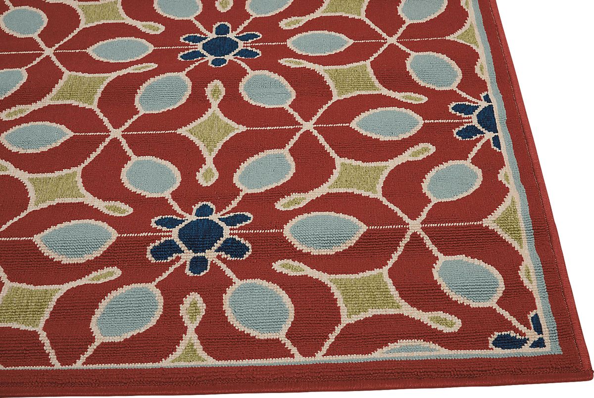 Darion Red Polypropylene Fabric Outdoor Rug | Rooms to Go