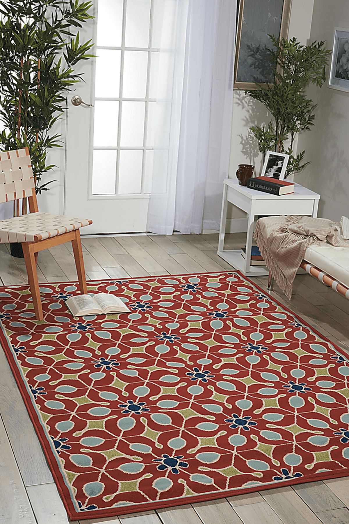 Darion Red Polypropylene Fabric Outdoor Rug | Rooms to Go