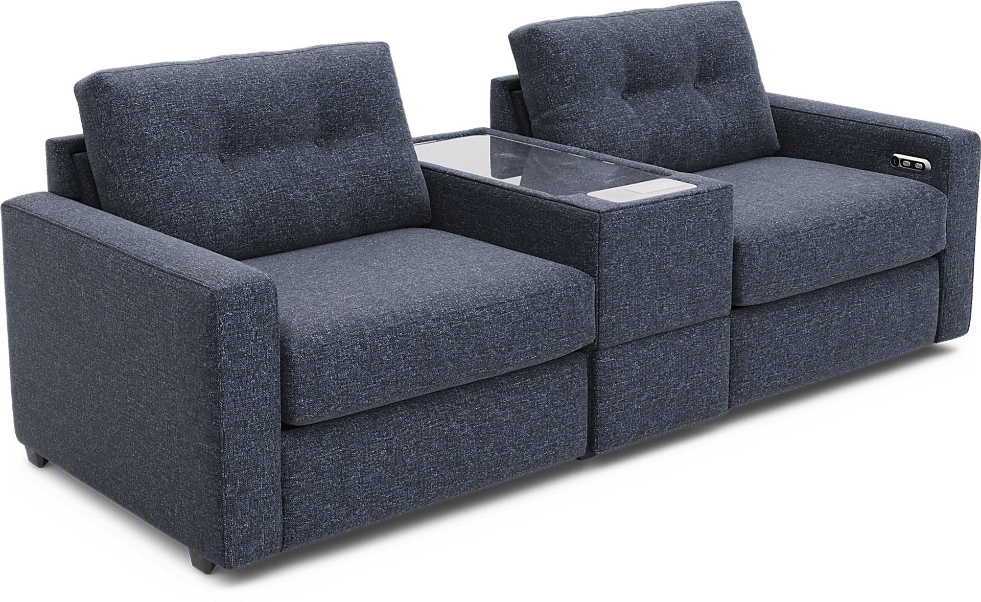 Dark Blue 3 Pc Power Reclining ModularOne with Media Console - Image 4