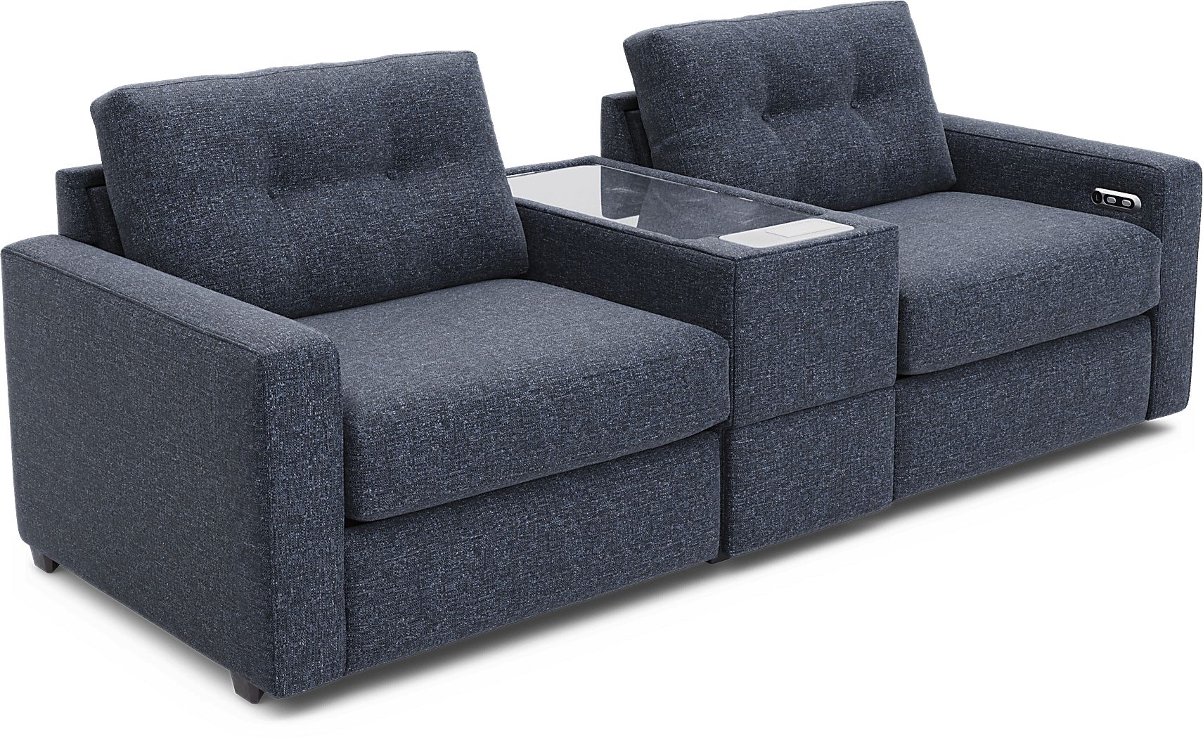 Dark Blue 8 Pc Power Reclining ModularOne with Media Consoles - Thumbnail 4