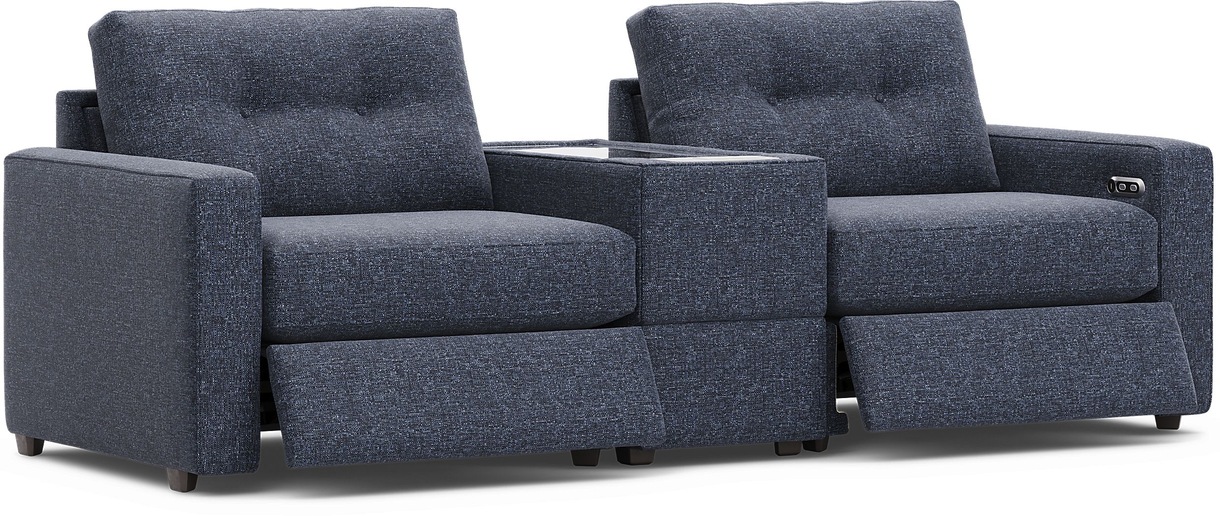 Dark Blue 8 Pc Power Reclining ModularOne with Media Consoles