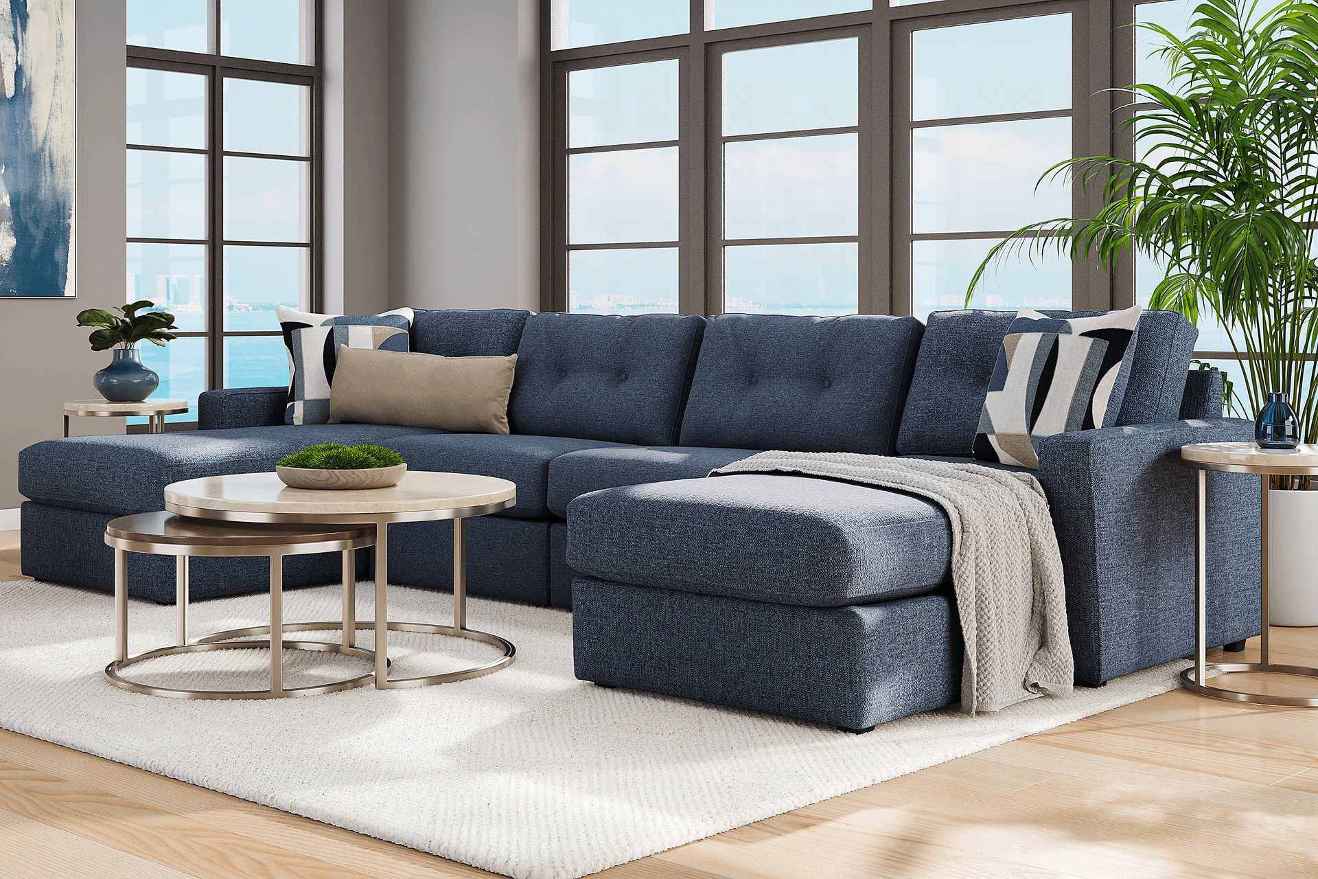 Dark Blue 4 Pc Power Reclining ModularOne - Image 2