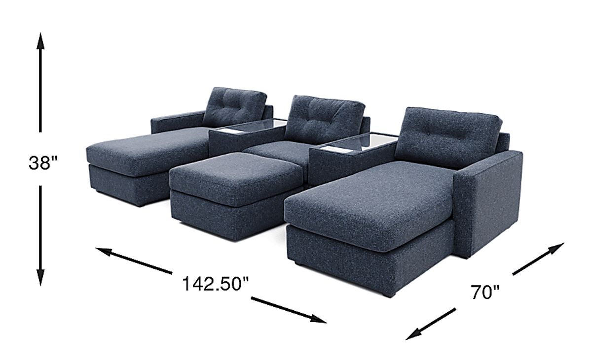 Drew & Jonathan Modularone Dark Blue Luxeguard Performance Fabric ...