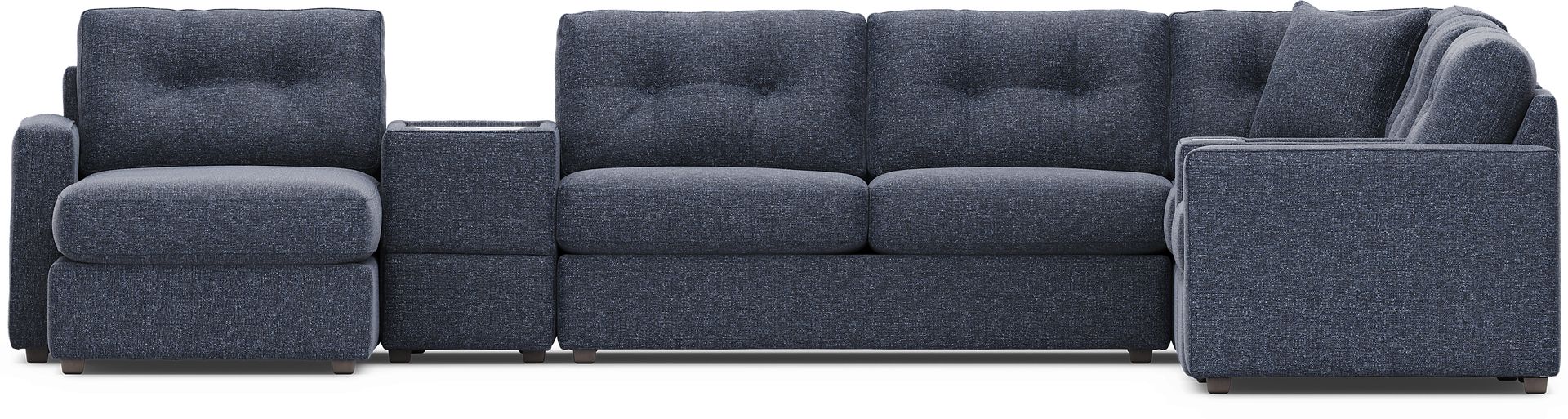 Dark Blue 7 Pc ModularOne Gel Foam Sleeper with Media Consoles - Image 3