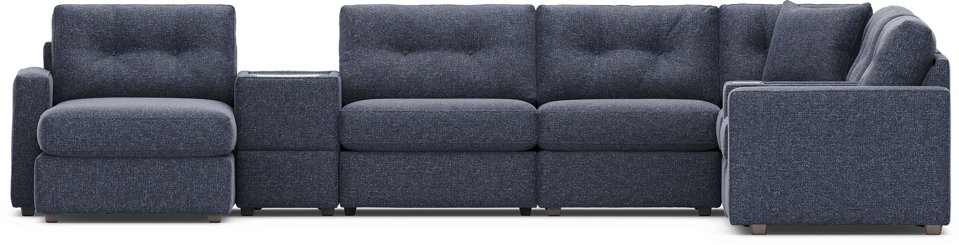 Dark Blue 8 Pc Power Reclining ModularOne with Media Consoles - Image 2
