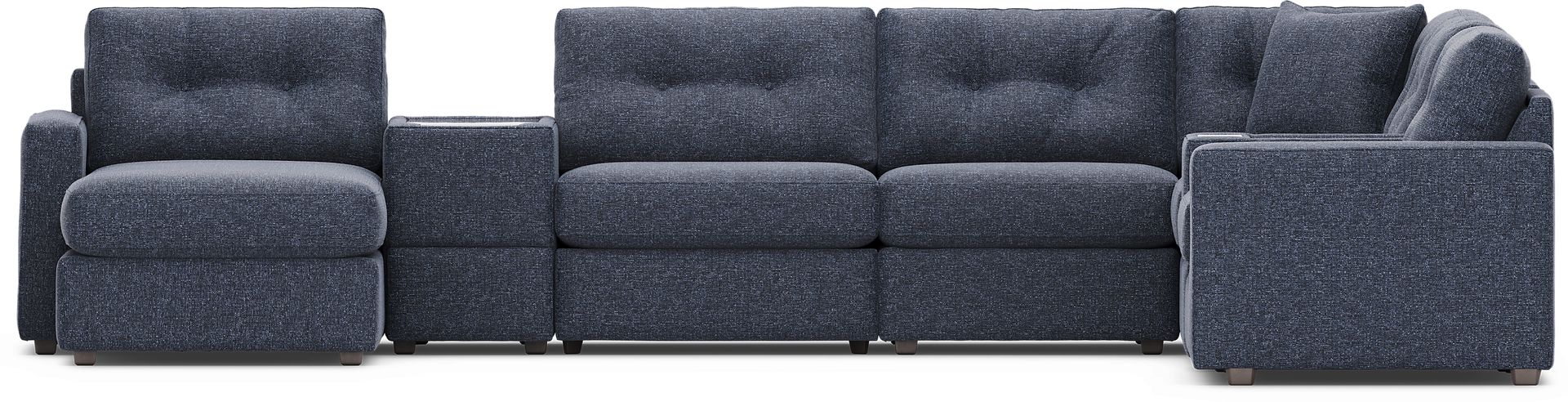 Dark Blue 8 Pc Power Reclining ModularOne with Media Consoles - Image 4