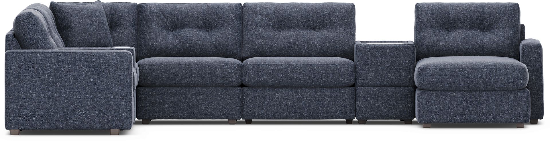 Dark Blue 8 Pc Power Reclining ModularOne with Media Consoles - Image 2