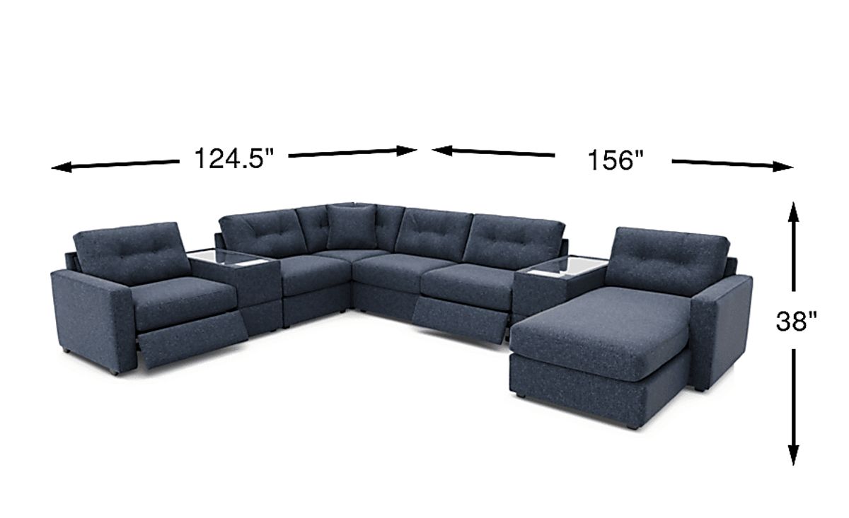 Drew & Jonathan Modularone Dark Blue Luxeguard Performance Fabric ...