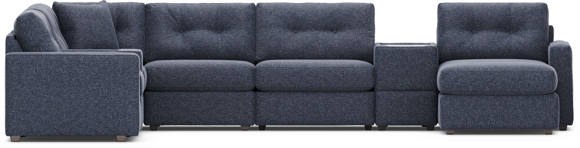 Dark Blue 8 Pc Power Reclining ModularOne with Media Consoles - Image 3