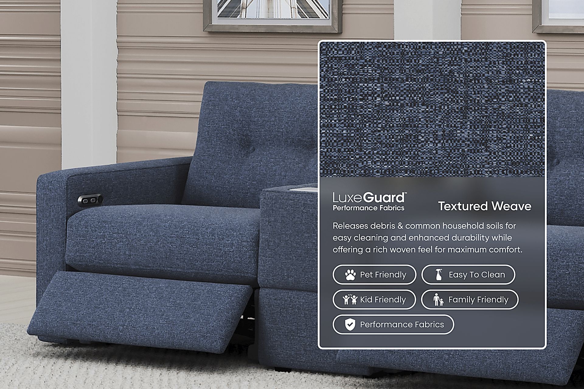 Dark Blue 8 Pc Power Reclining ModularOne - Image 3