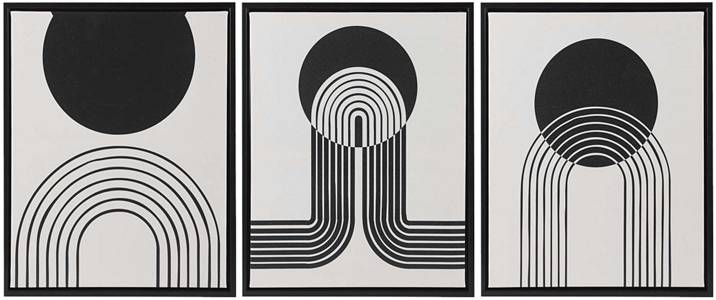 Dark Moon Cycle Black Artwork, Set of 3