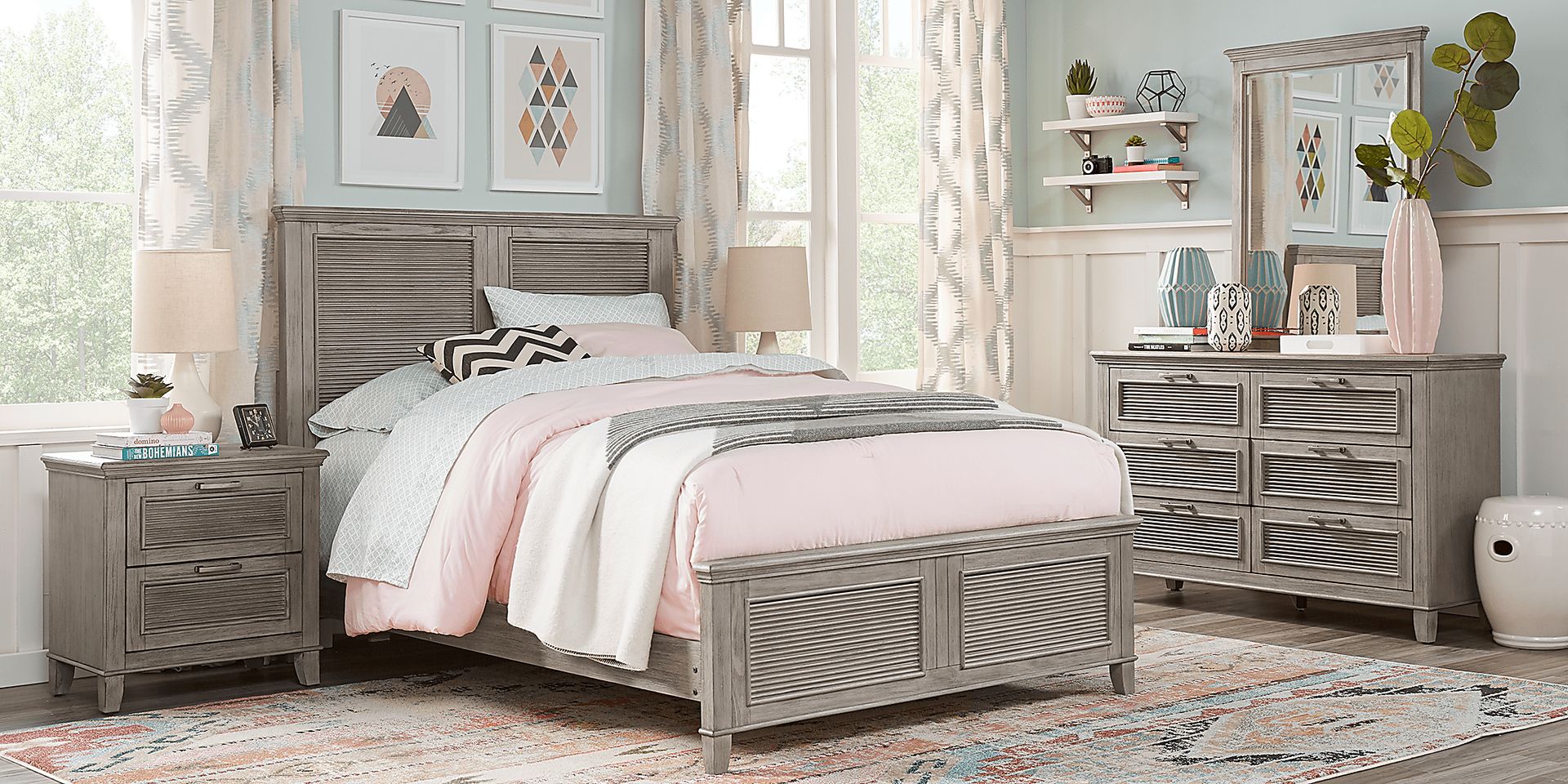Dashel Gray 5 Pc Twin Panel Bedroom - Image 1