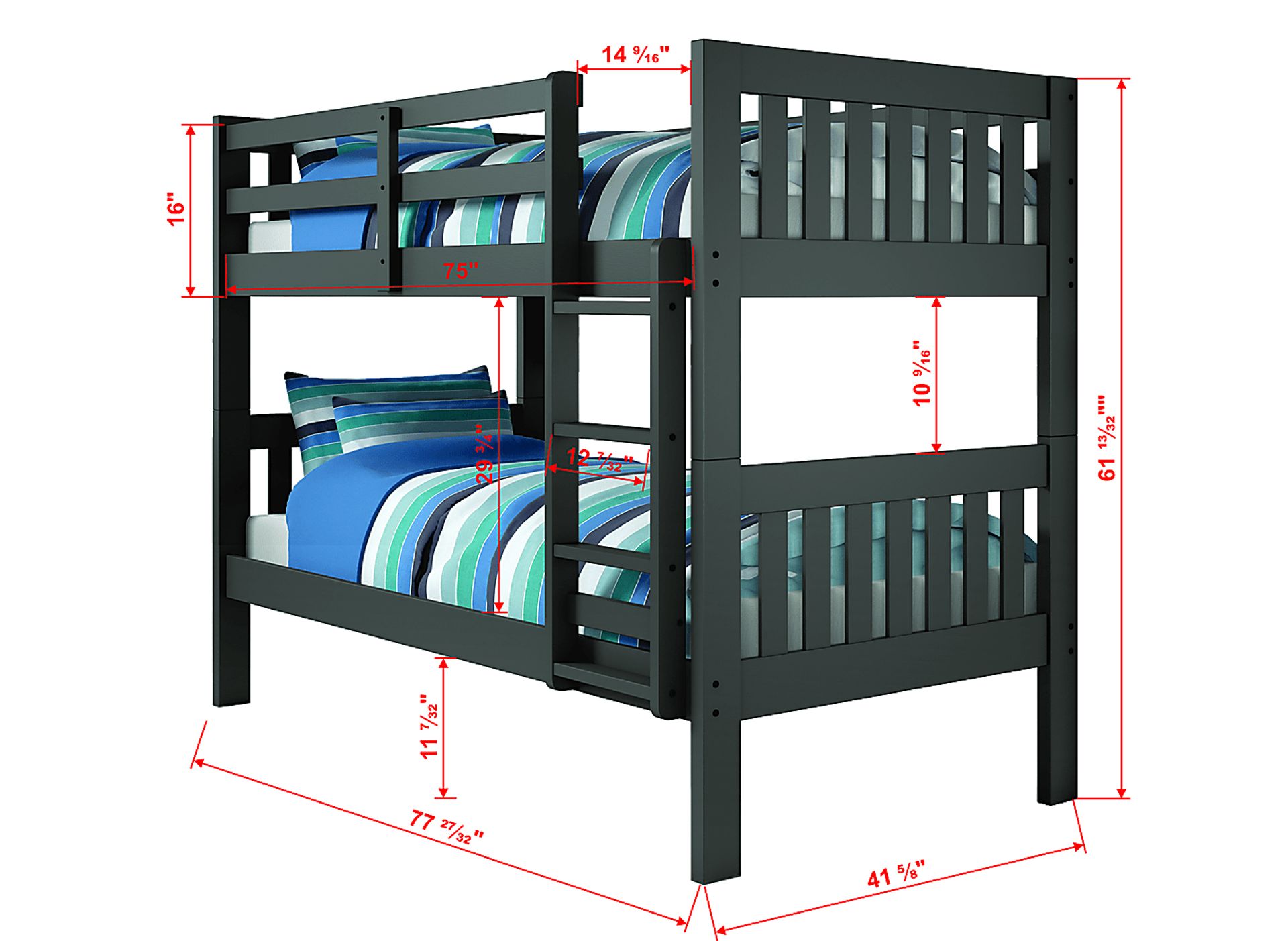 Dashill Gray Twin/Twin Bunk Bed with Storage Drawers - Image 3