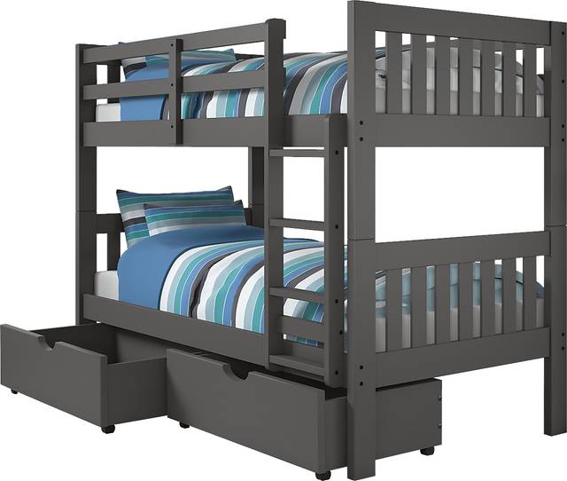 Dashill Gray Twin/Twin Bunk Bed with Storage Drawers - Thumbnail - Image 1