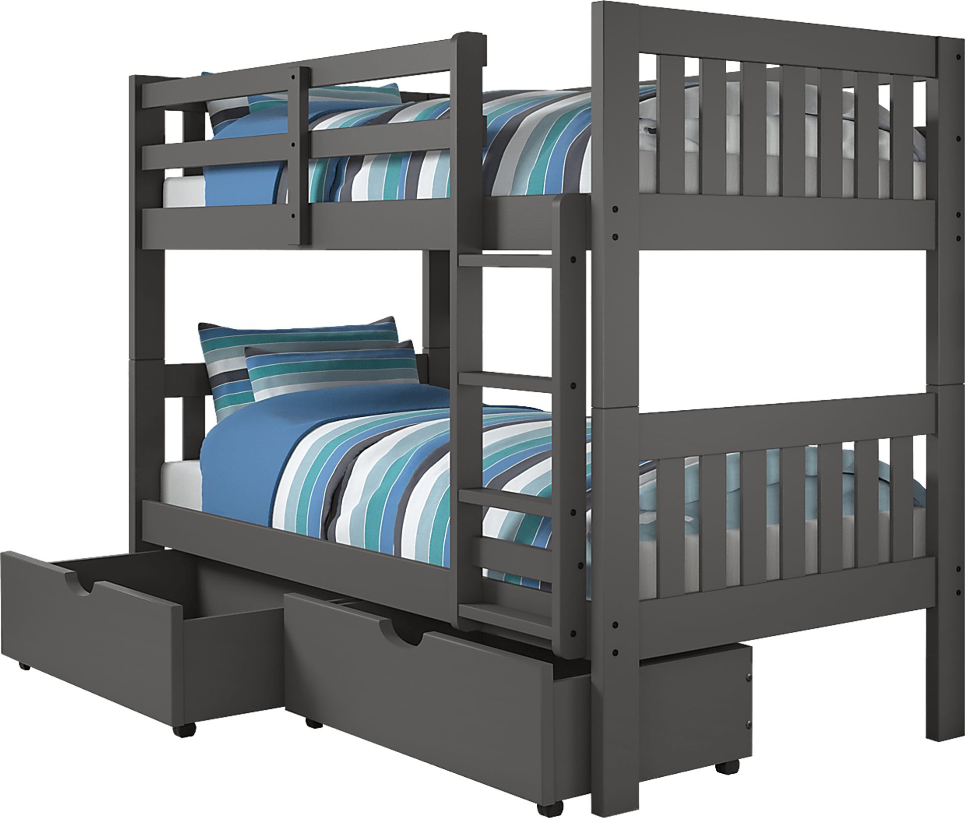 Dashill Gray Twin/Twin Bunk Bed with Storage Drawers - Image 1