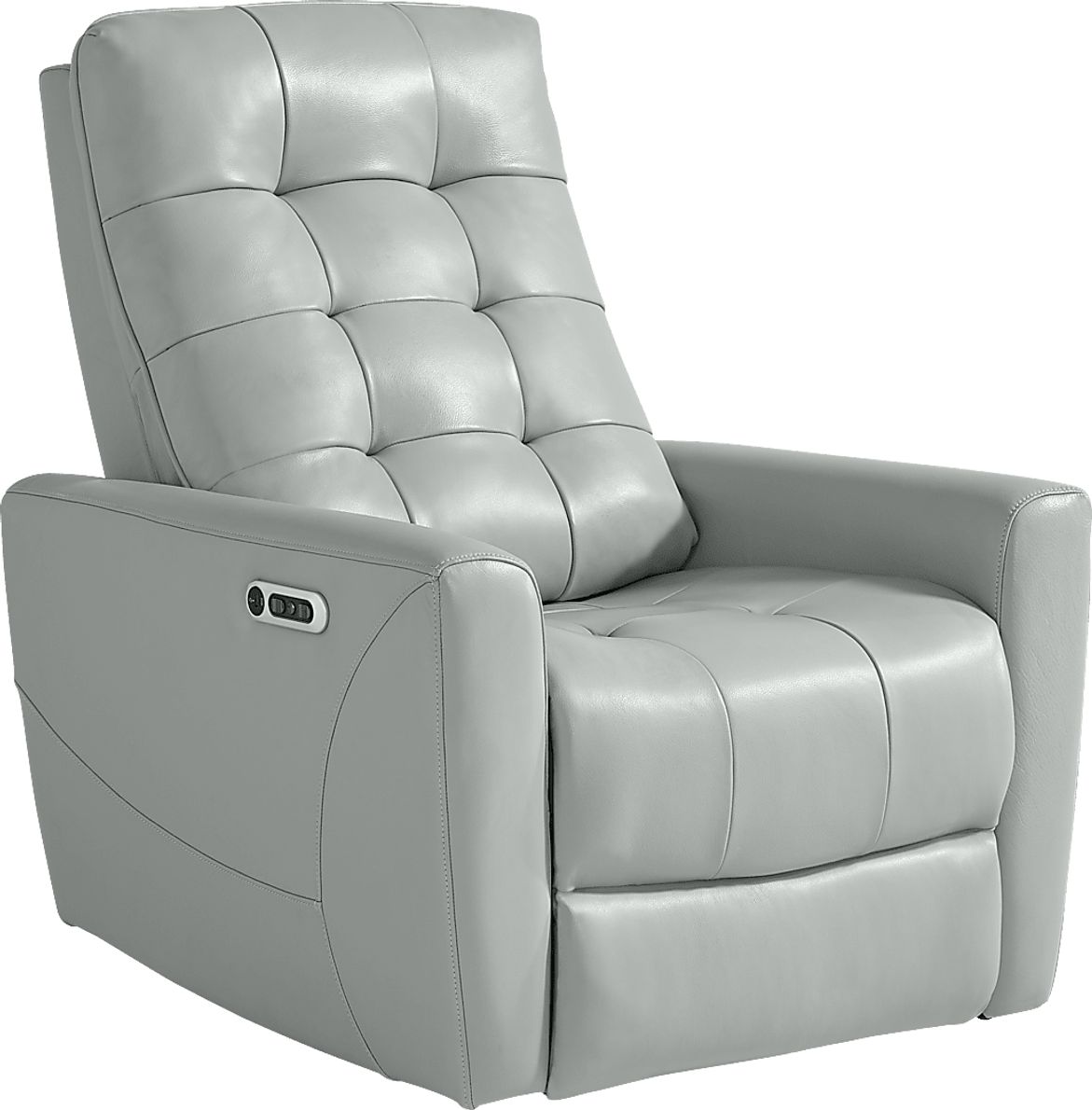 Dashwood Aqua Blue Leather Dual Power Recliner Rooms To Go