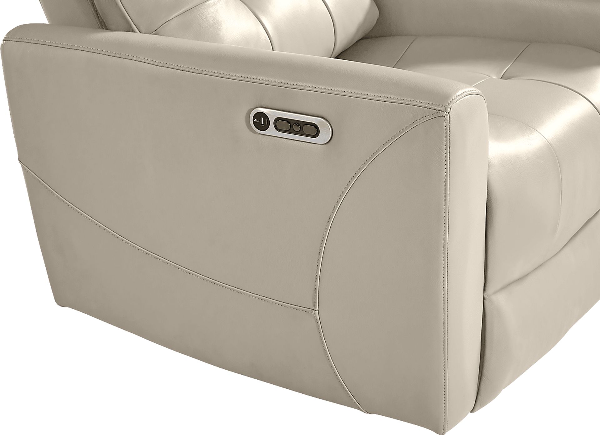 Dashwood Beige Leather Dual Power Recliner - Image 4
