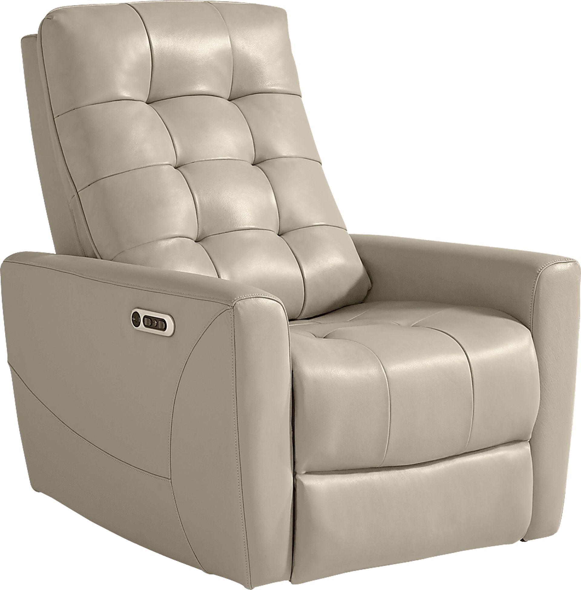 Dashwood Beige Leather Dual Power Recliner - Image 1