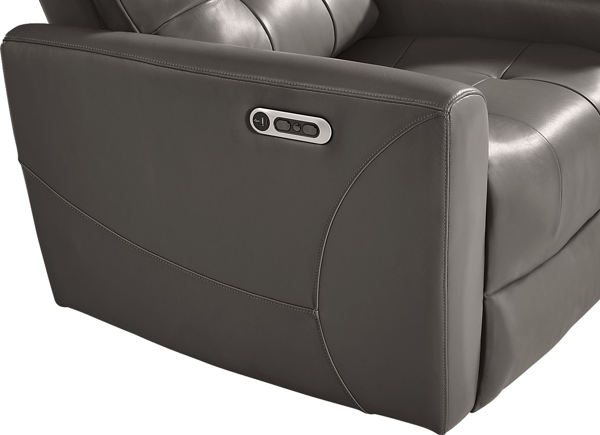 Dashwood Gray Leather Dual Power Recliner - Image 4