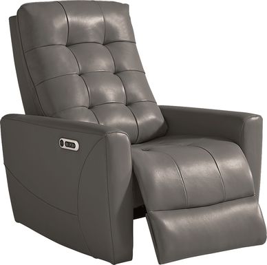 Dashwood Gray Leather Dual Power Recliner