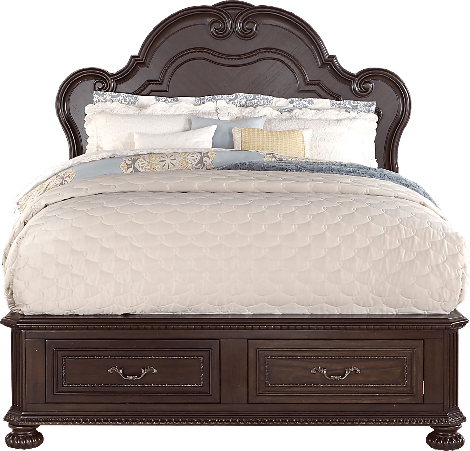 Daventry Cherry 3 Pc Queen Bed with Storage - Image 1