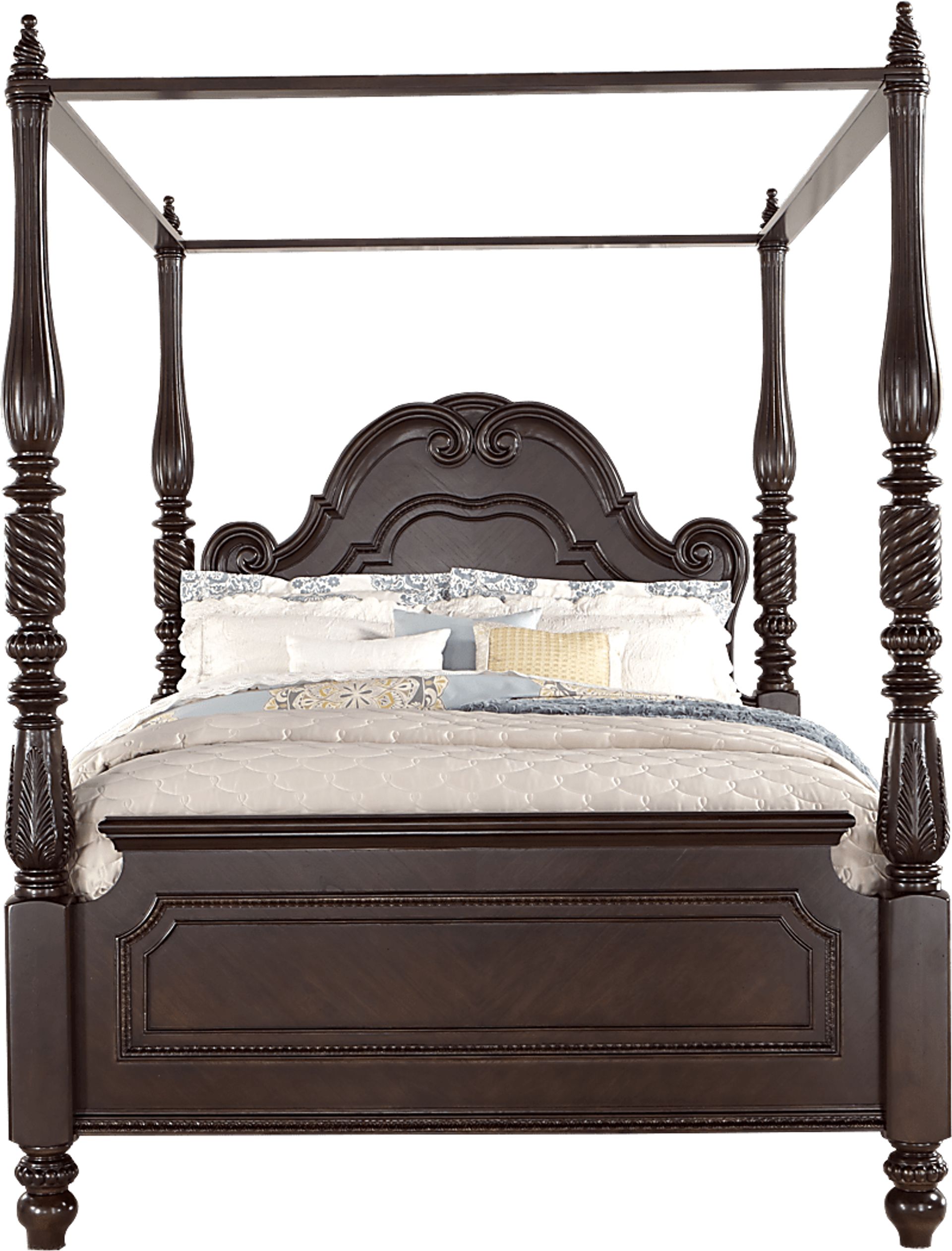 Daventry Cherry 4 Pc Queen Canopy Bed - Image 1