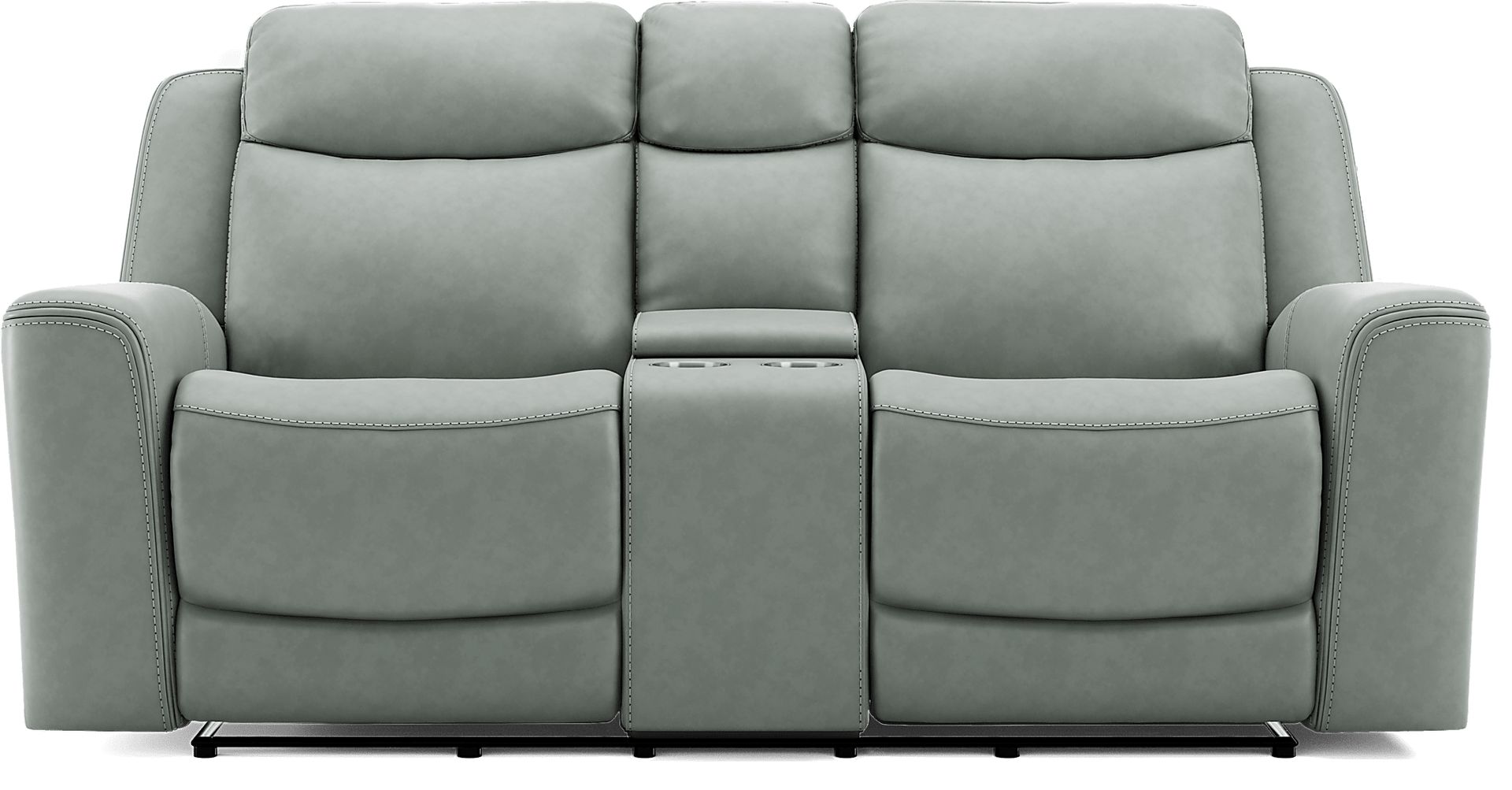Davidson Artic Leather Dual Power Reclining Console Loveseat - Image 2