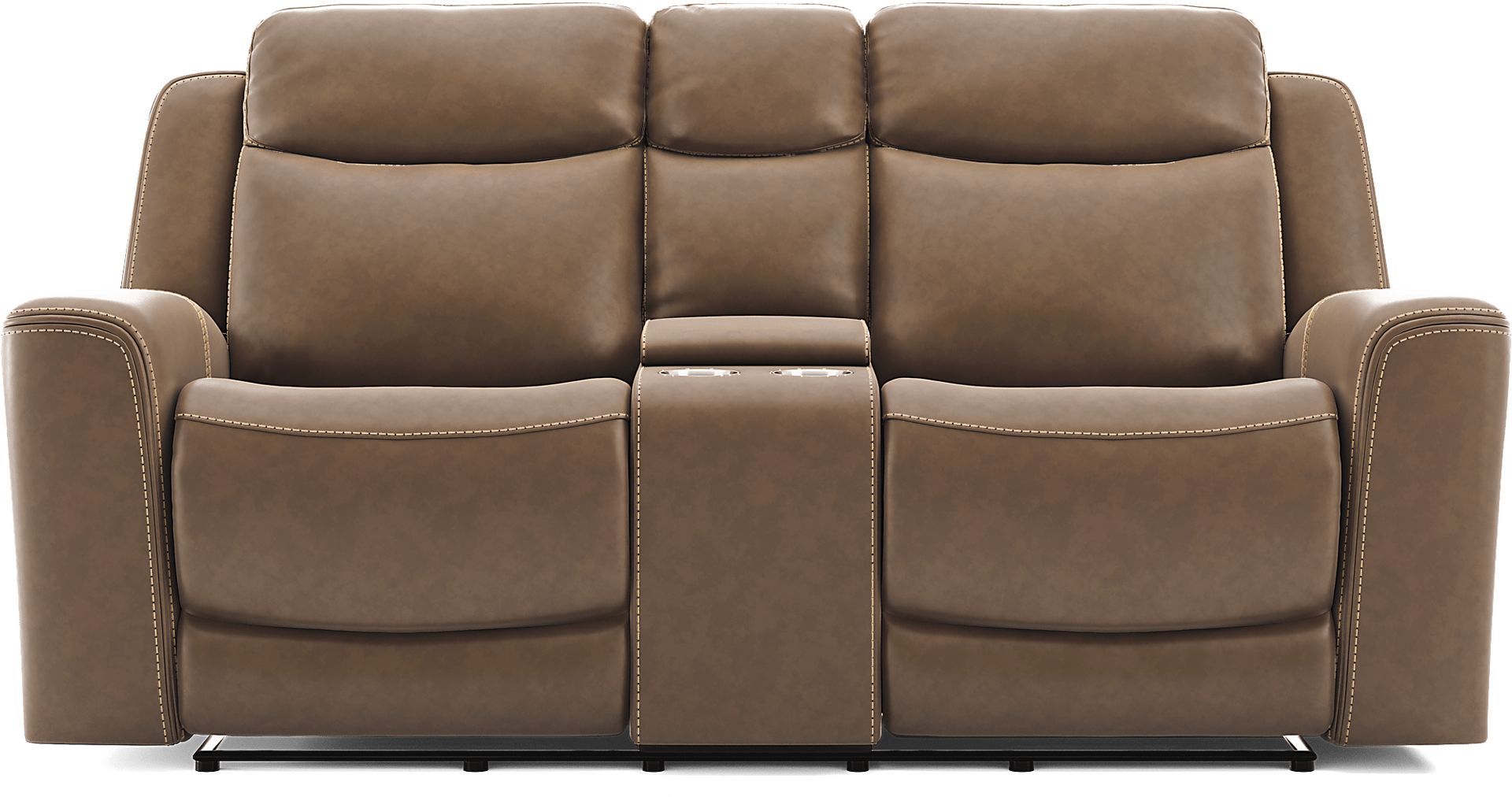 Davidson Brown Leather Dual Power Reclining Console Loveseat - Image 2
