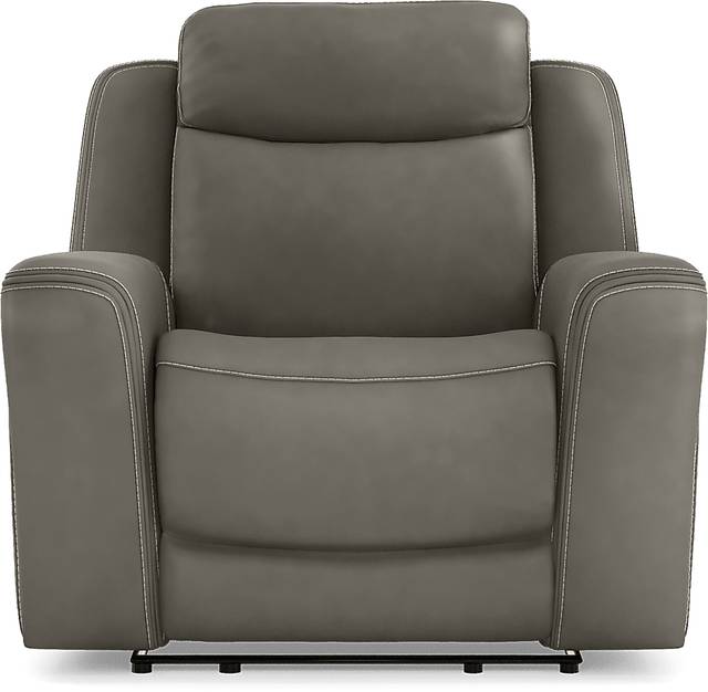 Davidson Dark Gray Leather Dual Power Recliner - Thumbnail - Image 2