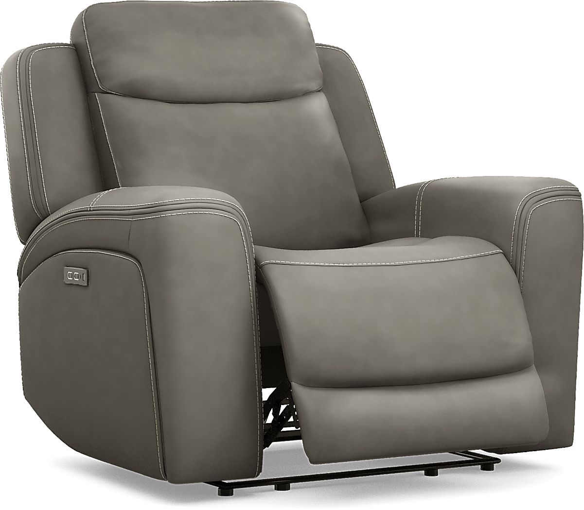 Davidson Dark Gray Leather Dual Power Recliner