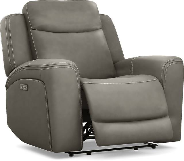 Davidson Dark Gray Leather Dual Power Recliner - Thumbnail - Image 1