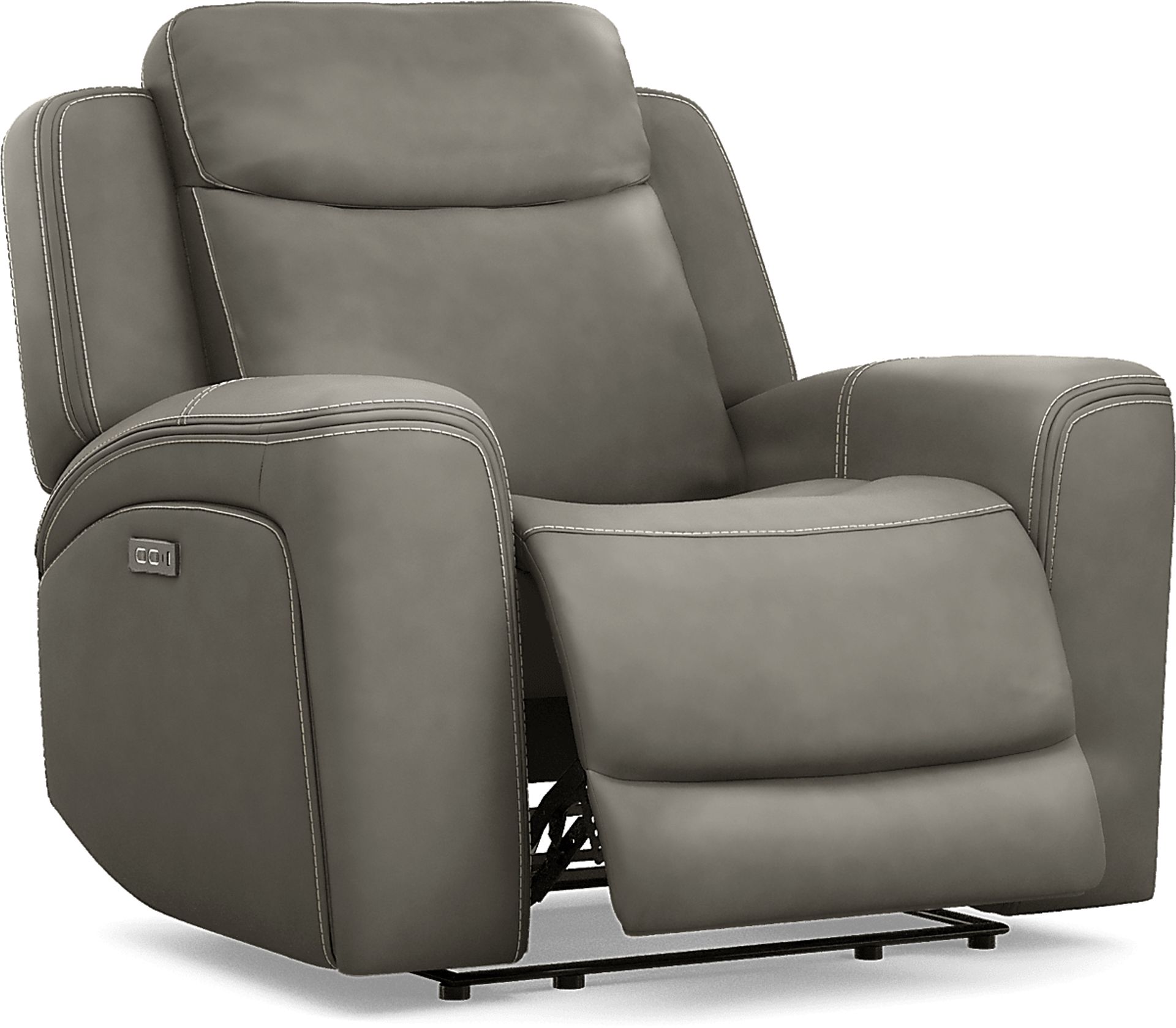 Davidson Dark Gray Leather Dual Power Recliner - Image 1