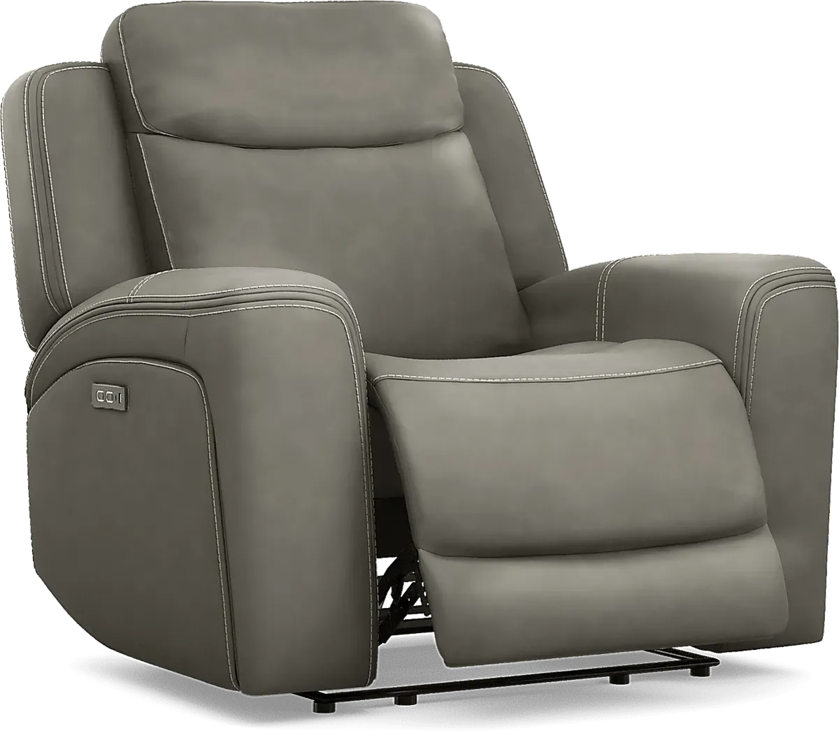 Drew & Jonathan Davidson Dark Gray Leather Dual Power Recliner Rooms to Go